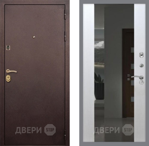 Входная металлическая Дверь Рекс (REX) Лайт 3К СБ-16 Зеркало Белый ясень в Черноголовке