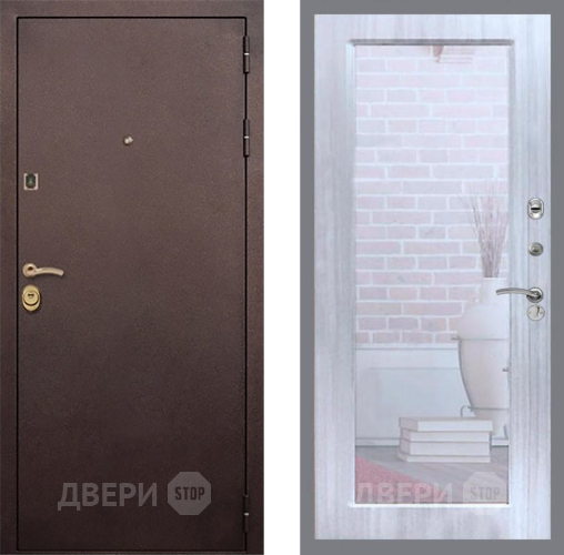 Входная металлическая Дверь Рекс (REX) Лайт 3К Зеркало Пастораль Сандал белый в Черноголовке