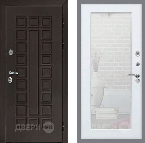 Входная металлическая Дверь Рекс (REX) Сенатор 3К Зеркало Пастораль Белый ясень в Черноголовке