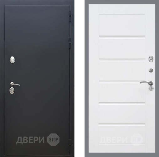 Входная металлическая Дверь Рекс (REX) 5 Черный Муар Сити Белый ясень в Черноголовке