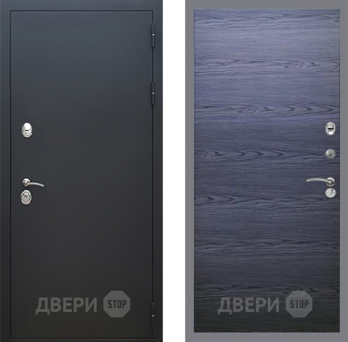 Входная металлическая Дверь Рекс (REX) 5 Черный Муар GL Дуб тангенальный черный в Черноголовке