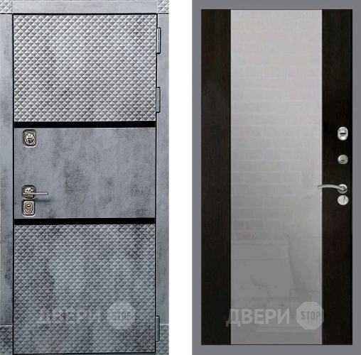 Входная металлическая Дверь Рекс (REX) 15 Бетон Темный СБ-16 Зеркало Венге в Черноголовке