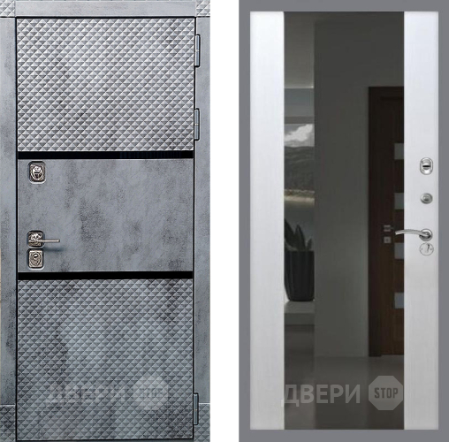 Входная металлическая Дверь Рекс (REX) 15 Бетон Темный СБ-16 с Зеркалом Лиственница беж в Черноголовке