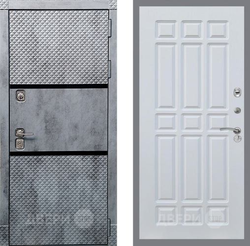 Входная металлическая Дверь Рекс (REX) 15 Бетон Темный FL-33 Белый ясень в Черноголовке