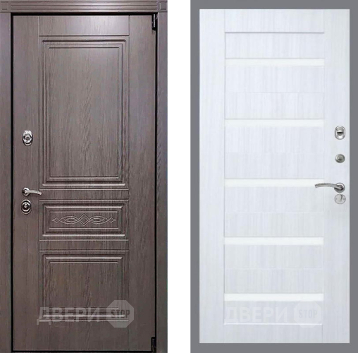 Входная металлическая Дверь Рекс (REX) Премиум-S СБ-14 стекло белое Сандал белый в Черноголовке