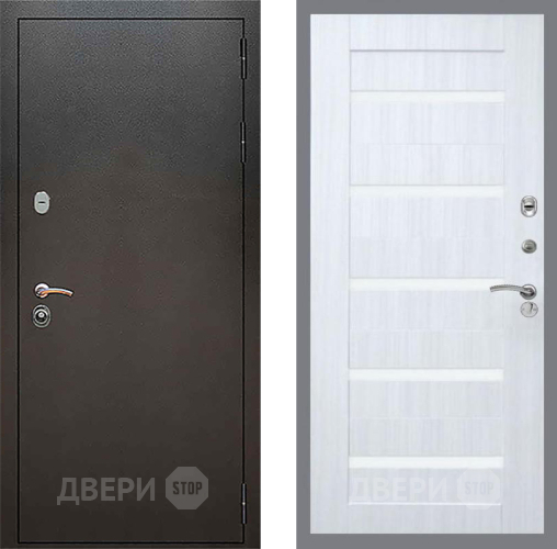 Входная металлическая Дверь Рекс (REX) 5 Серебро Антик СБ-14 стекло белое Сандал белый в Черноголовке