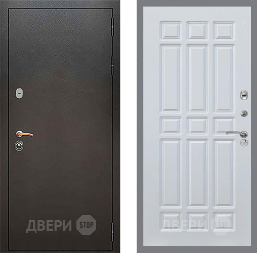 Входная металлическая Дверь Рекс (REX) 5 Серебро Антик FL-33 Белый ясень в Черноголовке
