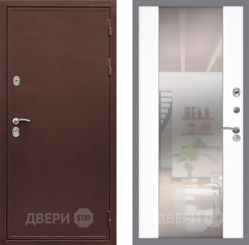 Входная металлическая Дверь Рекс (REX) 5А СБ-16 Зеркало Силк Сноу в Черноголовке