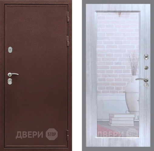 Входная металлическая Дверь Рекс (REX) 5А Зеркало Пастораль Сандал белый в Черноголовке