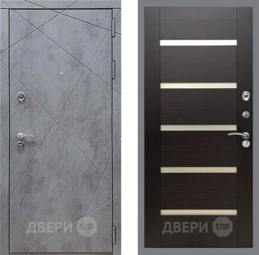 Входная металлическая Дверь Рекс (REX) 13 Бетон Темный СБ-14 стекло белое венге поперечный в Черноголовке