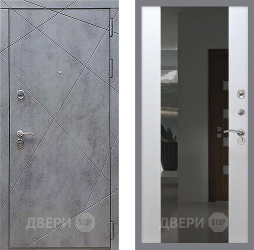 Входная металлическая Дверь Рекс (REX) 13 Бетон Темный СБ-16 Зеркало Белый ясень в Черноголовке