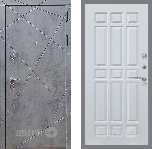 Входная металлическая Дверь Рекс (REX) 13 Бетон Темный FL-33 Белый ясень в Черноголовке