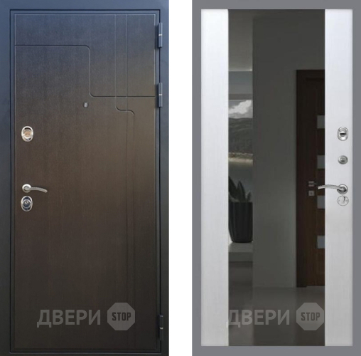 Входная металлическая Дверь Рекс (REX) Премиум-246 СБ-16 Зеркало Белый ясень в Черноголовке