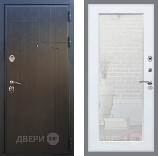 Входная металлическая Дверь Рекс (REX) Премиум-246 Зеркало Пастораль Белый ясень в Черноголовке