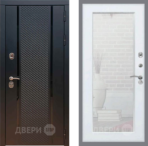 Входная металлическая Дверь Рекс (REX) 25 Зеркало Пастораль Белый ясень в Черноголовке