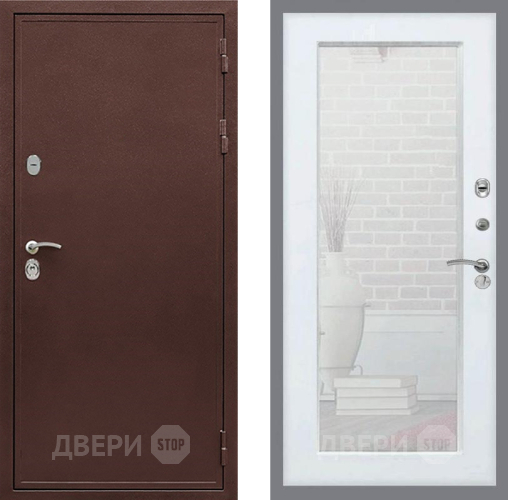 Дверь Рекс (REX) 5 металл 3 мм Зеркало Пастораль Белый ясень в Черноголовке